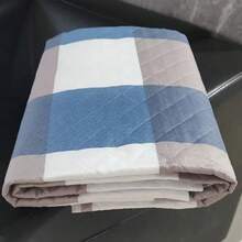 Washable Mattress Protector, Unisex Incontinence Mattress Pad, Reusable Mattress Cover, Non-Slip, Blue Plaid