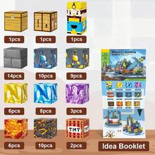 Magnetic Building Blocks Playset, Magnetic Mining World Cubic Crystal Sword Educational Sensory Toys, Best Gift For Boys Girls Kids, STEM Education, 3+ Years Old, DIY Pixel Style - Multicolor - View 9