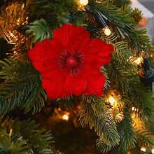 Artificial Christmas Flower Insert Festive Tree Vase Decoration Picks For DIY Craft Wreath Home Holiday Decor - Red - View 2