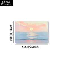 Posters & Prints, 1 Pc Framed 2D Flat Canvas Poster, Sunset Seascape, Soft Colors, Impressionist Style Wall Art, Ideal Gift For Bedroom Living Room Corridor, Wall Art, Wall Decor, Room Decoration, 2D Flat - 藍色 - 查看 8