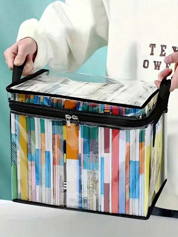 1 Stück große Buch-Aufbewahrungstasche - tragbar, transparent, lässige Handtasche mit einfachem Design für einfache Organisation