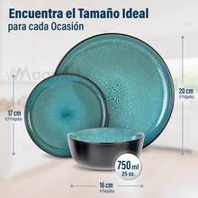 MAGMALIFE Vajilla De Ceramica Moonlight Gres Esmaltado Vitrificado, Set De 12 Piezas, Resistente A Rayaduras, Platos Grandes, Pequeños y Tazones, Para 4 Personas, Apta Lavavajillas Y Microondas - Beis - Ver 5