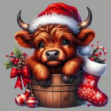 3 قطع/4 قطع/3 قطع من ملصقات الأبقار الهضبية البنية والصفراء في أوعية ذات موضوع عيد الميلاد، رقع ملابس DIY قابلة للغسيل، ملصقات نقل الحرارة، تي شيرتات نسائية/رجالية، حقائب الظهر، وسائد، شارات زخرفية، ملصقات، قبعات البيسبول، حقائب الظهر، إلخ