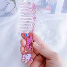 [ Authorized ] Sanrio Cartoon Hello Kitty Kuromi Cinnamon Roll Melody Cute Mini Comb, Coarse Toothed Soft Girl Portable Makeup Comb, Hairpin Comb, Birthday Gift, Christmas Gift