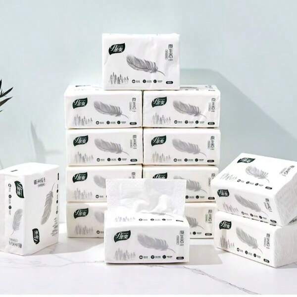 8 Packs Of Premium Facial Tissues, With Printed Designs, Extra Thick, High Quality, Strong Water Absorption, Dye-Free, Suitable For Kitchen, Bathroom, Living Room - Single Sheet Form, Christmas, Napkins, Toilet Paper