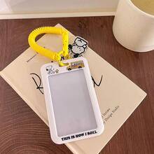 Un set de 1 pieza de Portacarnet de Snoopy, control de acceso, portacarnet de metro, tarjeta de identificación con relieve, carcasa rígida de PC con cuerda colgante y cuerda de resorte - Multicolor - Ver 3