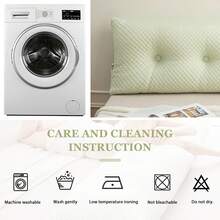 Soft Headboard Pillow Bed Wedge Pillow For Headboard With Side Pockets Dorm Headboard Twin Full Queen King Backrest Pillow, Bed Bolster Pillows For Back Support With Removable Cover - Màu xanh nhạt - Xem 6