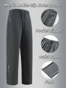 Men's Outdoor Sports Pants With Zipper Pockets And Drawstring Waist, Fashionable And Versatile For Cycling, Hiking, Boyfriend Style, Spring/Summer - Grey - View 2