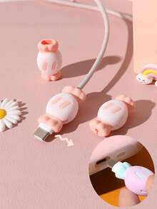 Protector de cable de teléfono con diseño de caramelo de dibujos animados, organizador de cable universal 2 en 1 con alivio de tensión y enrollador de cable para viajes