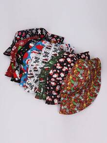 1 Stück Polyester Weihnachtsbaum & Weihnachtsmann Muster umkehrbarer Fischerhut, geeignet für Weihnachtspartys, Feierlichkeiten, unisex warm für den Winter