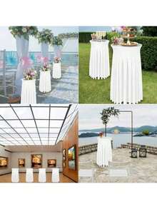 Falda para mesa de cóctel redonda, en blanco, negro, rojo, azul real con diseño ondulado natural, adecuada para bar, fiesta, boda, mesas altas de cumpleaños