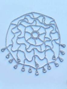 时尚奢华镂空网状泪珠吊坠头链，女士迷人闪亮珠宝，头饰，发藤链，头饰珠宝，女士珠宝