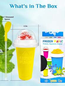 Tasse à Slushie, Tasse à Slushie Magique DIY, Tasse à Slushie Portable pour Jus, Lait et Crème Glacée, Double Couche de Silice avec Couvercle et Paille pour Enfants, Amis, Famille (Disponible en 4 Couleurs)