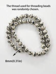 1串天然达尔马提亚碧玉圆珠，能量疗愈宝石散珠，DIY首饰制作，适用于手链、项链，尺寸：4毫米、6毫米、8毫米、10毫米 - 彩色 - 查看 10