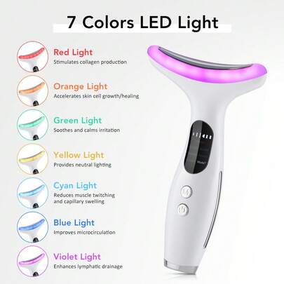 Hailicare Máy mát xa cổ LED 7 chế độ 7 màu, sưởi ấm nhiệt độ không đổi 45°C, 3 mức cường độ, thiết kế hình cá heo thoải mái, sạc qua USB, di động