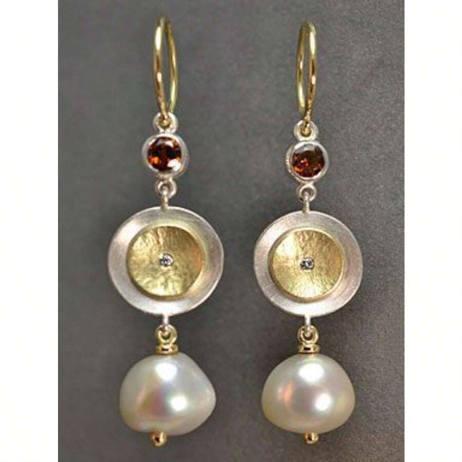 Multi-Layer Ring Pearl Pendant Earrings, Brown And Red Round Ornaments, Retro Level Design, Suitable For Thanksgiving Christmas Parties, Elegant Details - 預設 - 查看 1