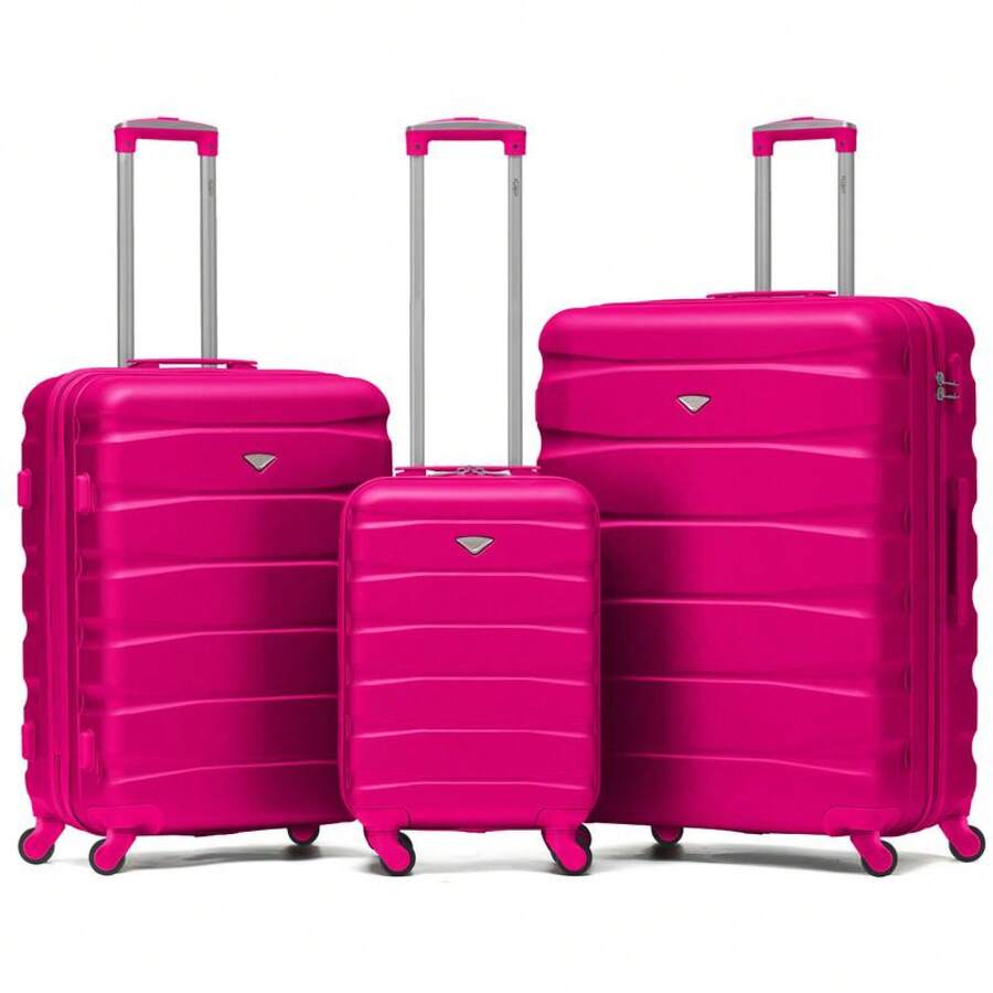 Flight Knight Hard Shell ABS Medium, Large Check-In And Carry On Suitcases - SAFIR - Pink - 55x35x20cm - View 1