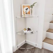 1 件亚克力透明三角形落地角架，2-4 层现代家居落地角桌，适用于客厅、卧室、浴室