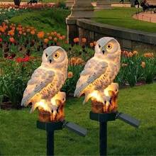 Solar Owl Garden Light - LED Resin Statue, With Matte Metal Finish, Is Very Suitable For Fence, Lawn, Sidewalk And Terrace Decoration, Including Installation Hardware And On/Off Control