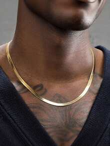 MONALLY 18K 镀金嘻哈时髦长链项链 1 件男孩项链不锈钢首饰最佳朋友礼物日常装饰西式风格（链节数量随机）