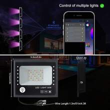 Reflectore Led Exterior RGB 60W 2 Pack, ELEGANTED Luz Lampara para Exterior, Equivalente a 600W con Bluetooth y Control Remoto, IP66, 16 Millones de Colores, Momento, para Jardín Fiesta Halloween - 30 W - Ver 5