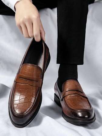 Mocasines casuales de oficina para hombres, zapatos de oficina de cuero genuino, aptos para todas las estaciones