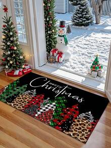 1pc Christmas Rug, Christmas Element Carpet, Anti-Slip Festival Door Mat, Soft, Comfortable, Easy To Clean, Home Decor Suitable For Bedrooms, Living Rooms, Dining Rooms, Bathroom Entrances, Laundry Rooms - Multicolor - View 8