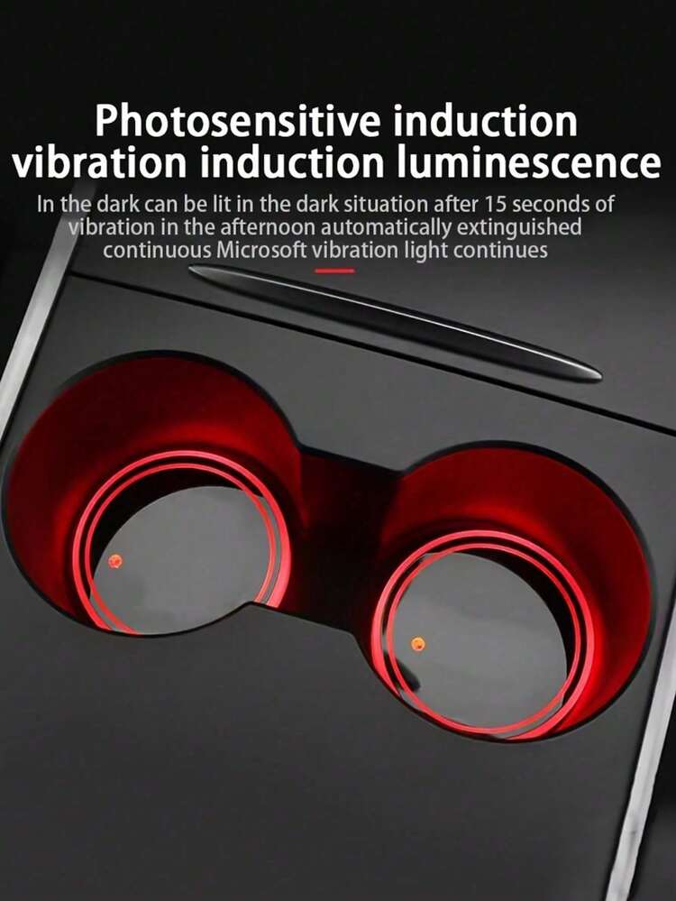 2pcs Car Led Light Up Cup Coaster, Usb Charging Rgb Auto Atmosphere Lamp Anti-Slip Mat - White - View 12