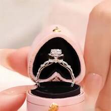 1PC Dazzling Women's Fashion Wedding Band Engagement Party Zirconia Flower Ring Birthday Anniversary Christmas Gifts For Women Girlfriend Fine Jewelry Size 5-11# - 銀色 - 查看 2