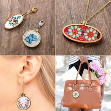 8 Packs Mini Embroidery Hoop Wooden Mini Stitch Hoop Ring For DIY Pendant Crafts, Round, Oval Vertical, Oval Horizontal