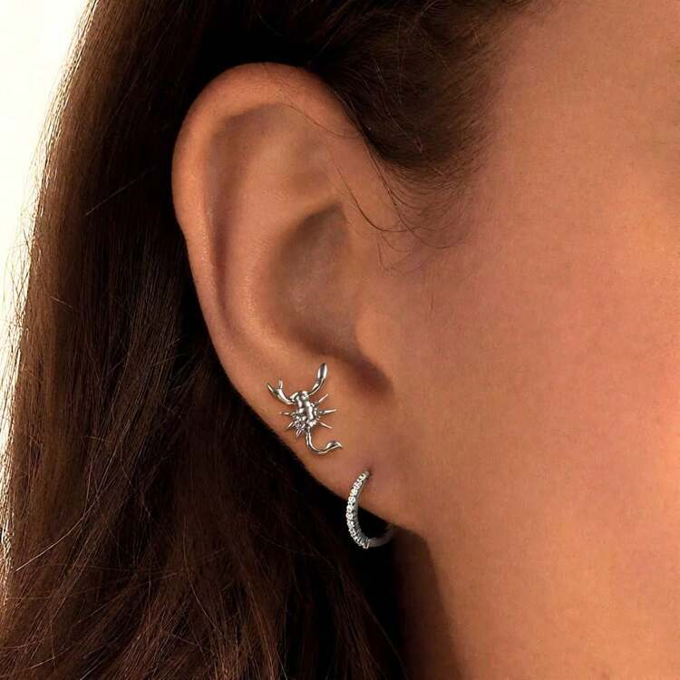 1 件 316L 医用不锈钢氧化锆宝石鼻钉铰链隔膜耳环软骨耳屏耳轮身体穿孔女士珠宝 - 多色 - 查看 15