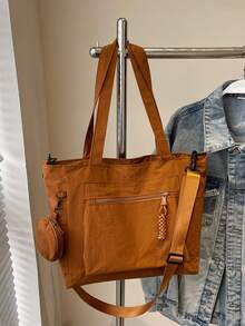 Túi Tote Unisex Dung Tích Lớn Có Ví Đựng Tiền Xu 1 Chiếc Phong Cách Hàn Quốc Mới Phong Cách Đại Học Học Sinh Trung Học Cơ Sở Túi Đeo Chéo Túi Đeo Vai Túi Vải Túi Đeo Chéo, Túi Nữ Có Túi 10 Xu, Túi Đi Học Đi Mua Sắm, Kỳ Nghỉ, Túi Tote Thời Trang Có Khóa Kéo, Túi Tote Đi Học Lớn, Nhiều Ngăn, Hoàn Hảo Cho Bãi Biển, Trường Học, Công Sở & Sử Dụng Hàng Ngày - trái cam - Xem 6