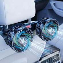 [Essential Car Accessories]360° Rotating 3-Speed Powerful Rear Seat Dual-Sided Car Cooling Fan - Suitable For Sedans, RVs, SUVs, With Adjustable Clips, Specially Designed For Rear-Seat Children As An Air Circulation Fan - Black - View 1