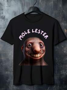 Mole Lester T Shirt 100 Percent Cotton Funny Graphic Tee For Men Women Unique Design Soft Comfortable Casual Top Brand New Fashion Style Unisex Clothing - 黑色 - 查看 1