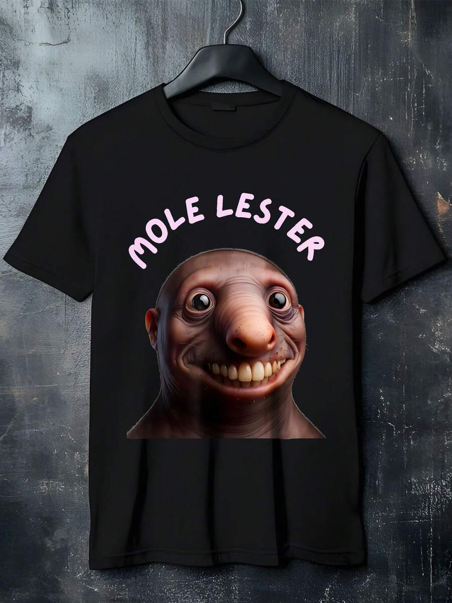 Mole Lester T Shirt 100 Percent Cotton Funny Graphic Tee For Men Women Unique Design Soft Comfortable Casual Top Brand New Fashion Style Unisex Clothing - 黑色 - 查看 1
