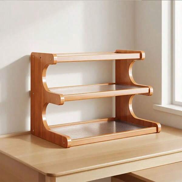 1pc Retro Multi-Tier Tabletop Storage Rack, Acrylic Shelves - Easy To Clean, Kitchen Organizer Rack, Large Capacity Spice Rack, Tea/Coffee Cup Holder, Living Room Decor & Storage Shelf, Suitable For Kitchen, Windowsill, Living Room, Office, Balcony, Home Decor Gift For Loved Ones