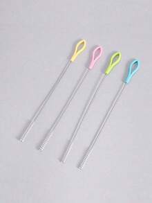 3pcs/5pcs Set Reusable Stainless Steel Cleaning Brush, Suitable For Cleaning Glass, Silicone, Metal Straws, Kitchen Supplies (Random Delivery)