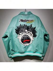 Avirex Joint 50th Anniversary Limited Vintage  Jacket Motorcycle Embroidered Leather Jacket - 綠色 - 查看 3