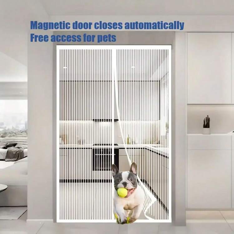 1pc 2d Magnetic Door Curtain - Automatic Closure, Pet Friendly Insect And Mosquito Net, Suitable For Front And Rear Doors, Bedrooms, Kitchens, Balconies - Easy To Install Without Tools, Compatible With Wooden/Aluminum Doors - Elegant Home Decoration, Breathable Fabric, Essential For Apartment Life - 彩色 - 查看 5