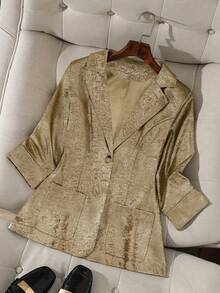 Women's Elegant Professional Work Blazer - Gold - View 4