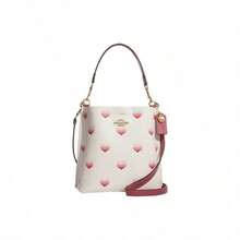 Coach COACH Women's Mollie 22 Bucket Bag Heart Print With Detachable Strap Convertible Crossbody Shoulder Handheld Small Size Chalk White CA249