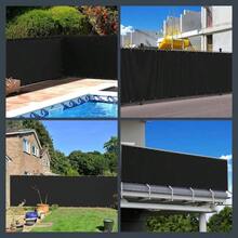 3x10Ft Balcony Privacy Screen, Apartment Railing Cover Sunshade Wind, Outdoor Privacy Fence Screen Patio, Terrace, Porch Poolside Black - 4x10 英尺 + 黑色 - 查看 10