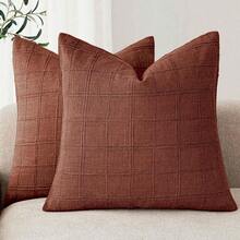 1 cái/2 cái (Chỉ có vỏ gối, không có ruột) Vỏ gối kẻ caro cổ điển, Vỏ gối ôm họa tiết lưới 3D tối giản thời trang, Thích hợp cho ghế sofa gia đình, phòng ngủ, trang trí, quà tặng, trang trí tiệc tùng, mọi mùa - RỈ SÉT - Xem 8