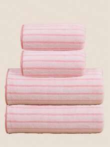 3/1pc Coral Fleece Absorbent Striped Bath Towel/Washcloth, Soft Quick-Dry Coral Fleece Face Towel, Super Absorbent Microfiber Shower Towel, Suitable For Bathroom, Pool, Gym, Beach - Baby Pink - View 3