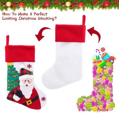 Neue Ankunft Großformat Weihnachtsdekoration Socken, Süßigkeitentüten, Geschenktüten, Weihnachtsdekoration Socken, Weihnachtsmann, Schneemann, Rentier Muster Weihnachtsdekoration Accessoires, Geschenktüten zum Aufhängen