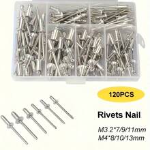 120pcs Rivet Set With Rivet Gun - Durable Metal Alloy Manual Tool For Solid Metal Connections And General Surface Treatment