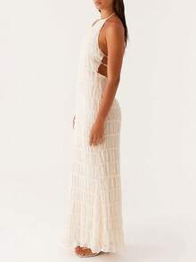 Women's Fashion Backless Crisscross Halter Dress, Sexy Beach Vacation Getaway Street Elegant Romantic Solid Color