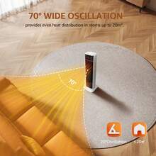 Aigostar Energy Efficient PTC Ceramic Heater: 2000W Fast Heating, 70° Oscillating, 4 Modes, Remote & 24H Timer, Tip-Over/Overheat Protection, Lightweight Portable Space Heater - Ver 5