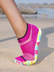 ZVB Couples Water Shoes Suitable For Barefoot Lovers, Soft-Soled Women's Beach Shoes For Swimming, Diving, Outdoor Quick-Drying Summer Sandals, Fishing Water Shoes, Non-Slip Breathable Wading Shoes - 玫紅色 - 查看 2