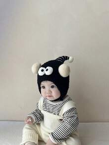 1 件婴儿秋冬季趣味眼睛无檐帽（男女通用） - 加厚毛绒帽 - 保暖护耳婴儿帽 - 彩色 - 查看 2